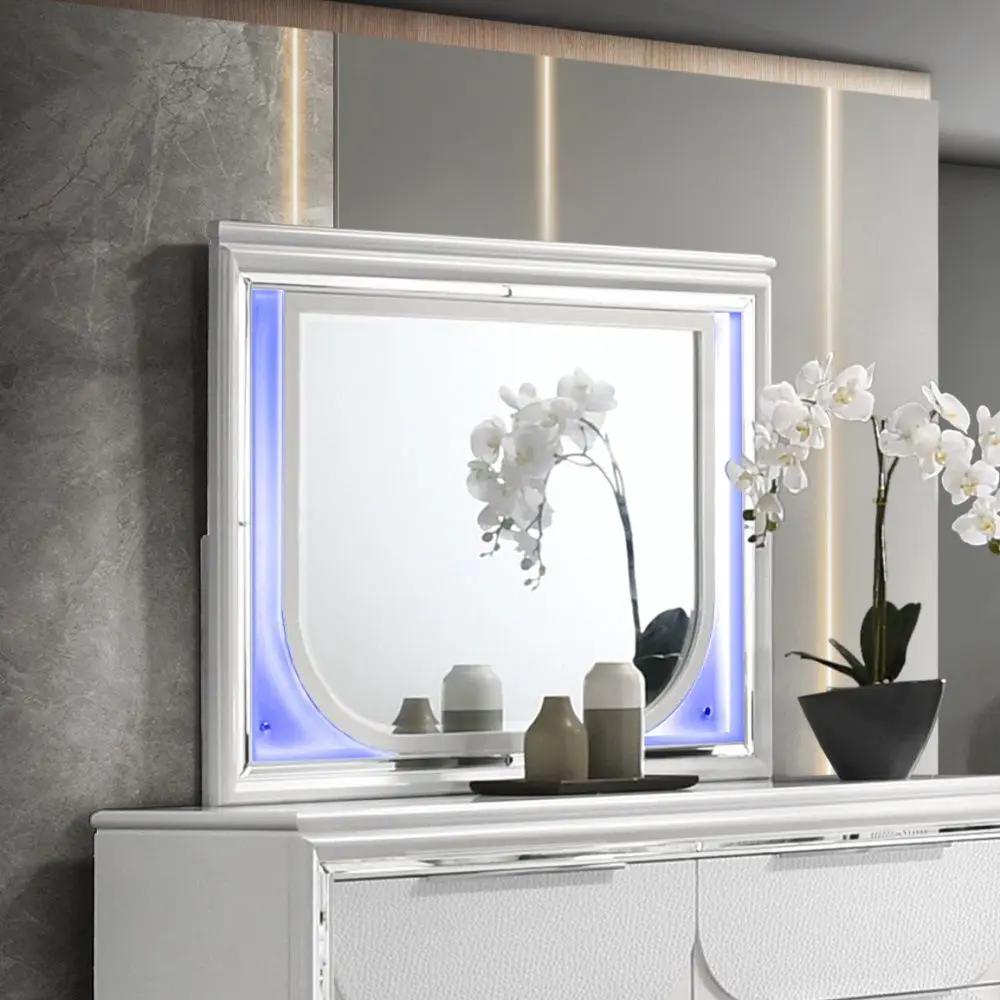 Tarian - Mirror With LED - Pearl White by Unique Piece Furniture