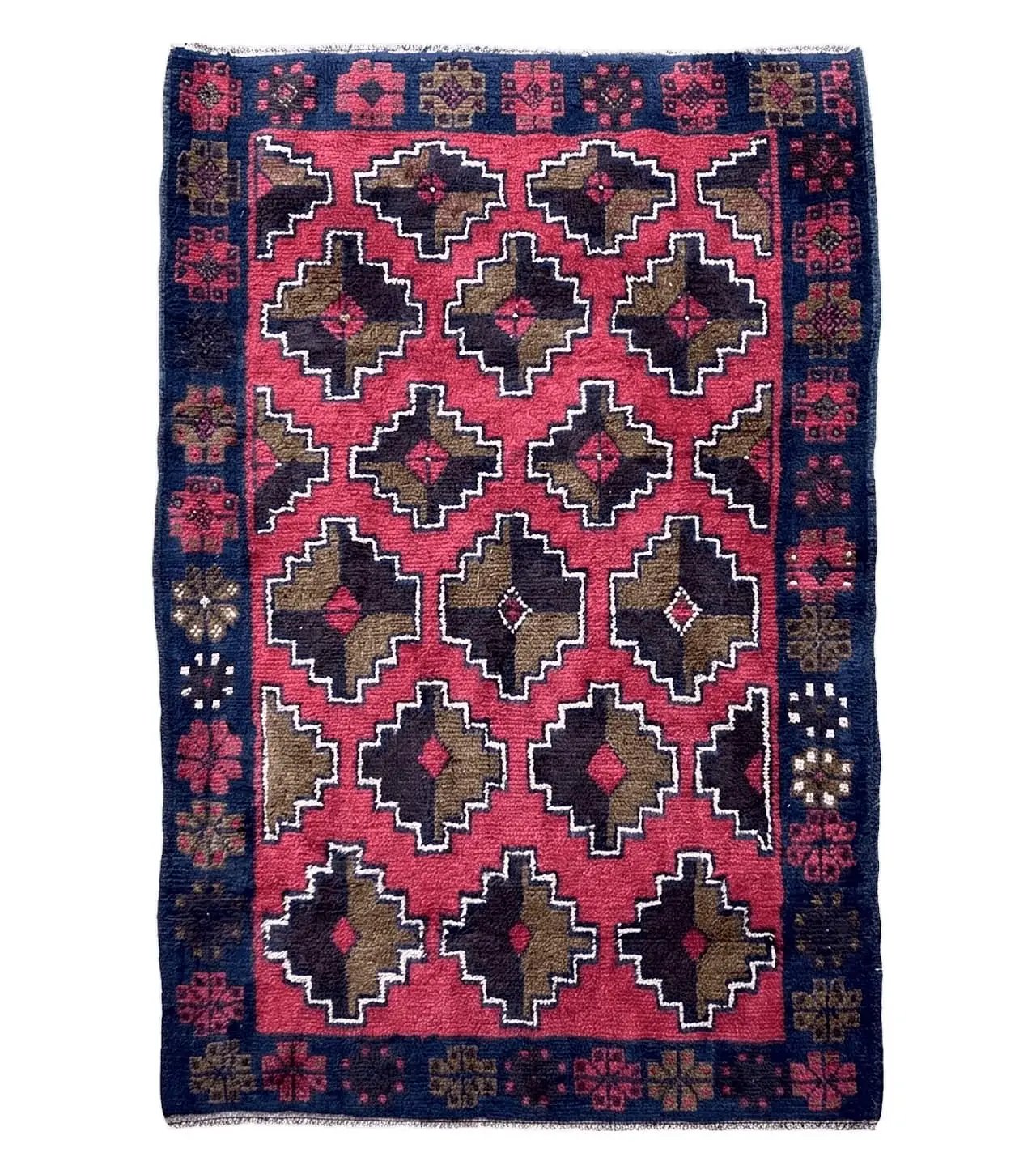 3' X 4' 7" Vintage Handmade Tribal Wool Rug Balouchi Rug Afghan Rug Red Brown by Jewel Rugs