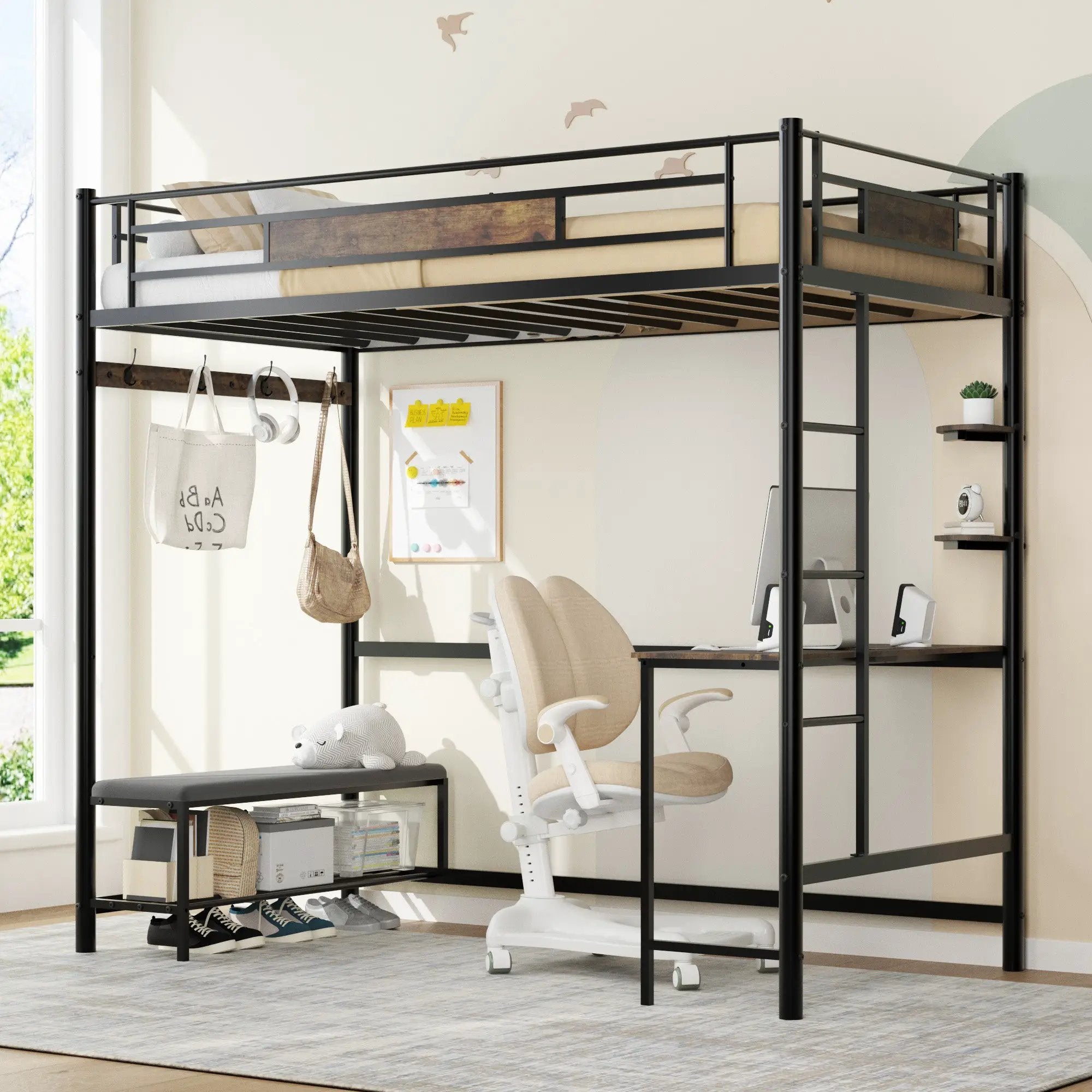 Twin Size Loft Bed Frame with Storage by HouseOfZazla