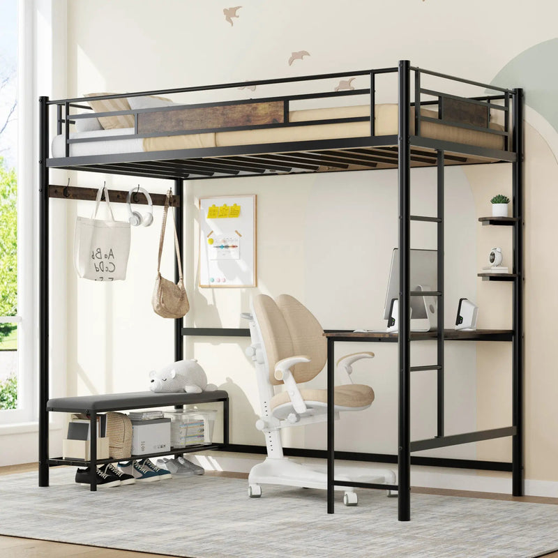 Twin Size Loft Bed Frame with Storage by HouseOfZazla