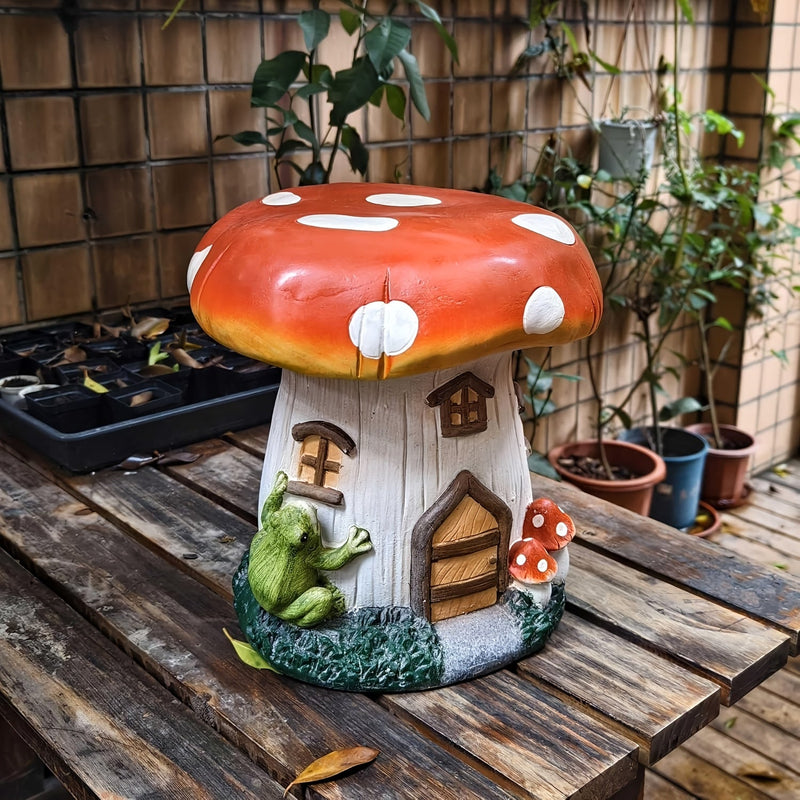 13.4" Mushroom House Garden Stool by HouseOfZazla