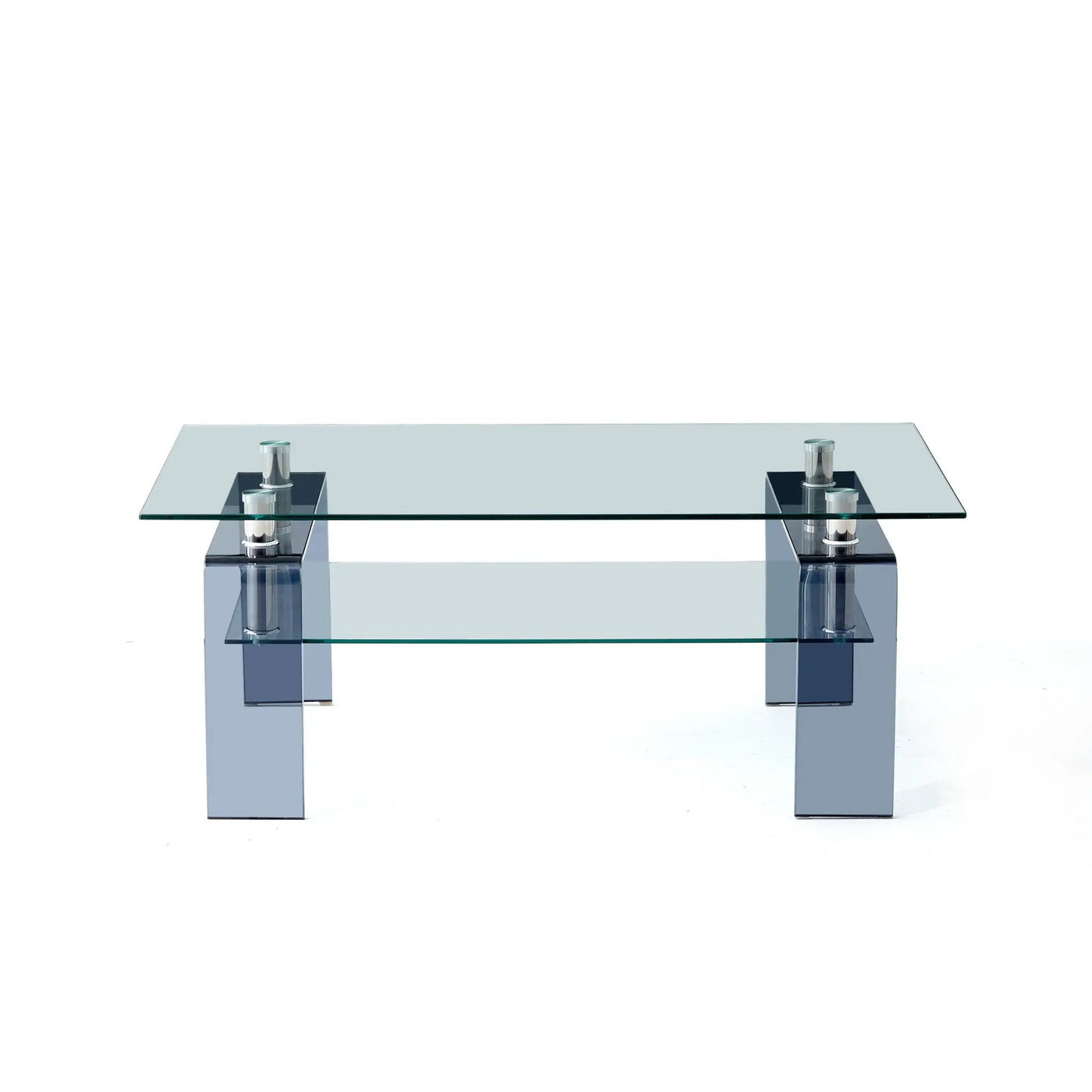 Modern Tempered Glass Coffee Table With 2 Tier Storage For Living Room by Unique Piece Furniture