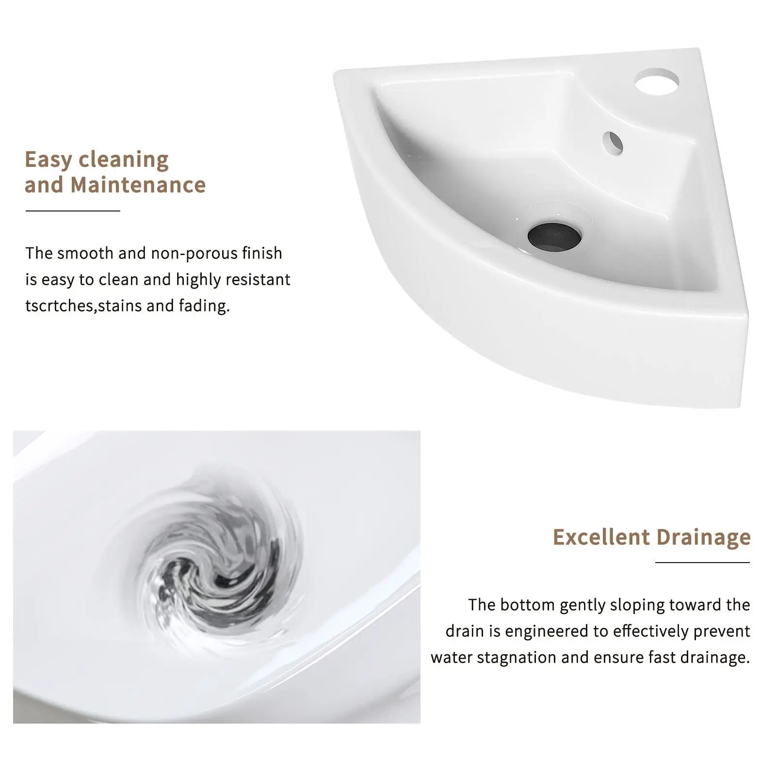 Triangle Corner Sink For Bathroom - Milk White by HouseOfZazla