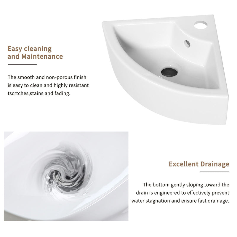 Triangle Corner Sink For Bathroom - Milk White by HouseOfZazla