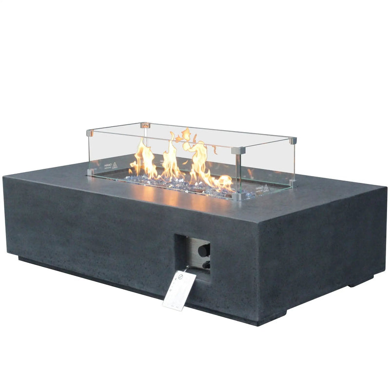 Outdoor Concrete Propane Gas Rectangle Fire Pit Table by Unique Piece Furniture