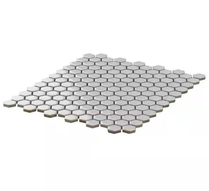 Open Box Bliss Edged Hexagon Sage 10.03 in. x 11.61 in. Tt Porcelain Floor and Wall Mosaic Tile (0.80 Sq. Ft./Each) by Selzalot