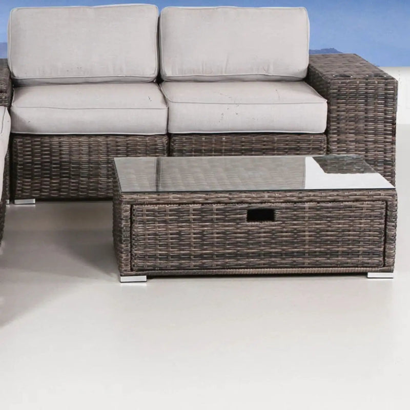 Modern Patio Rattan Sectional Set With Cushions by HouseOfZazla