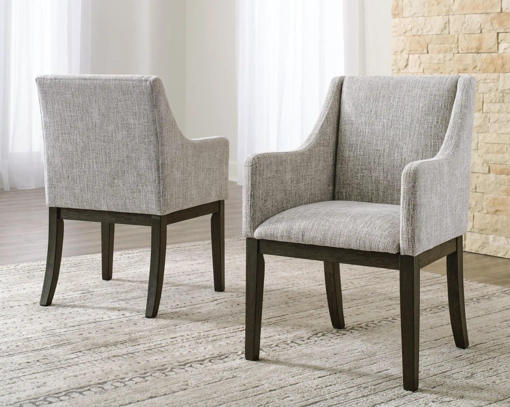 Burkhaus - Dining UPH Arm Chair (Set of 2) - Beige / Dark Brown by Unique Piece Furniture