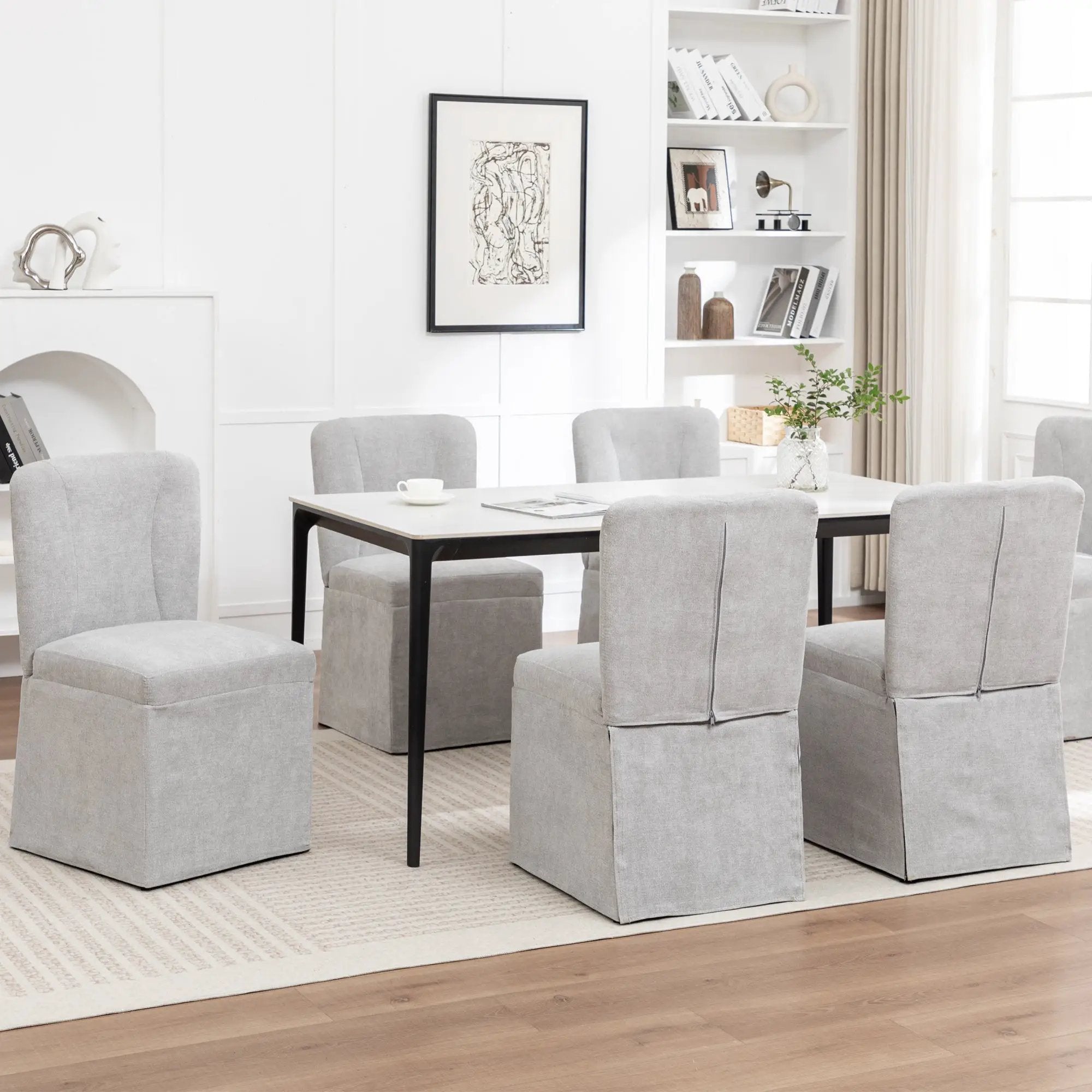 Linen Dining Chairs - Modern Fabric Side Chairs for Dining Room by HouseOfZazla
