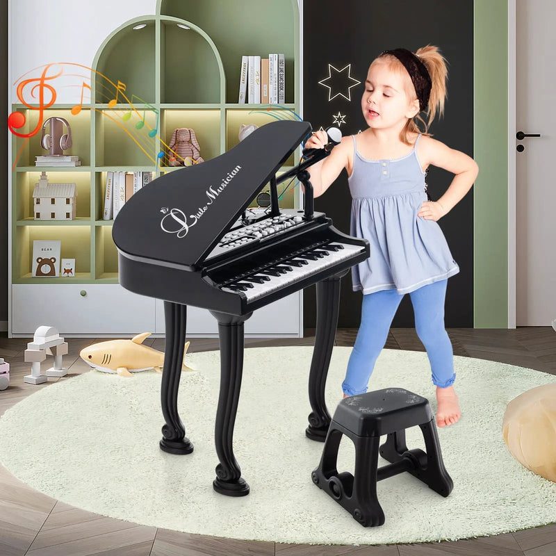 37 Keys Kids Piano Keyboard with Stool and Piano Lid by DirectDeals