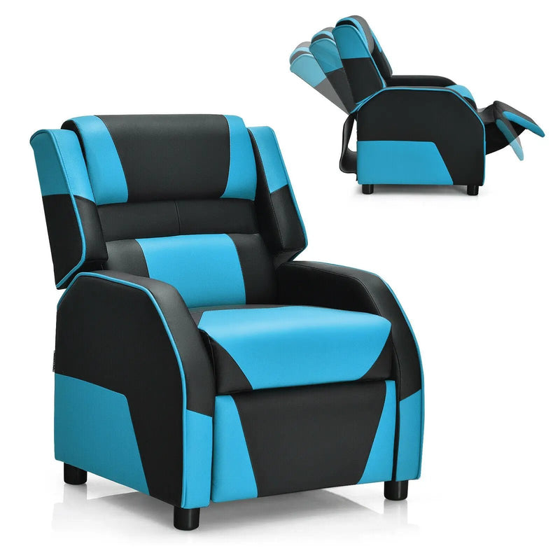 Kids Youth PU Leather Gaming Sofa Recliner with Headrest and Footrest by DirectDeals