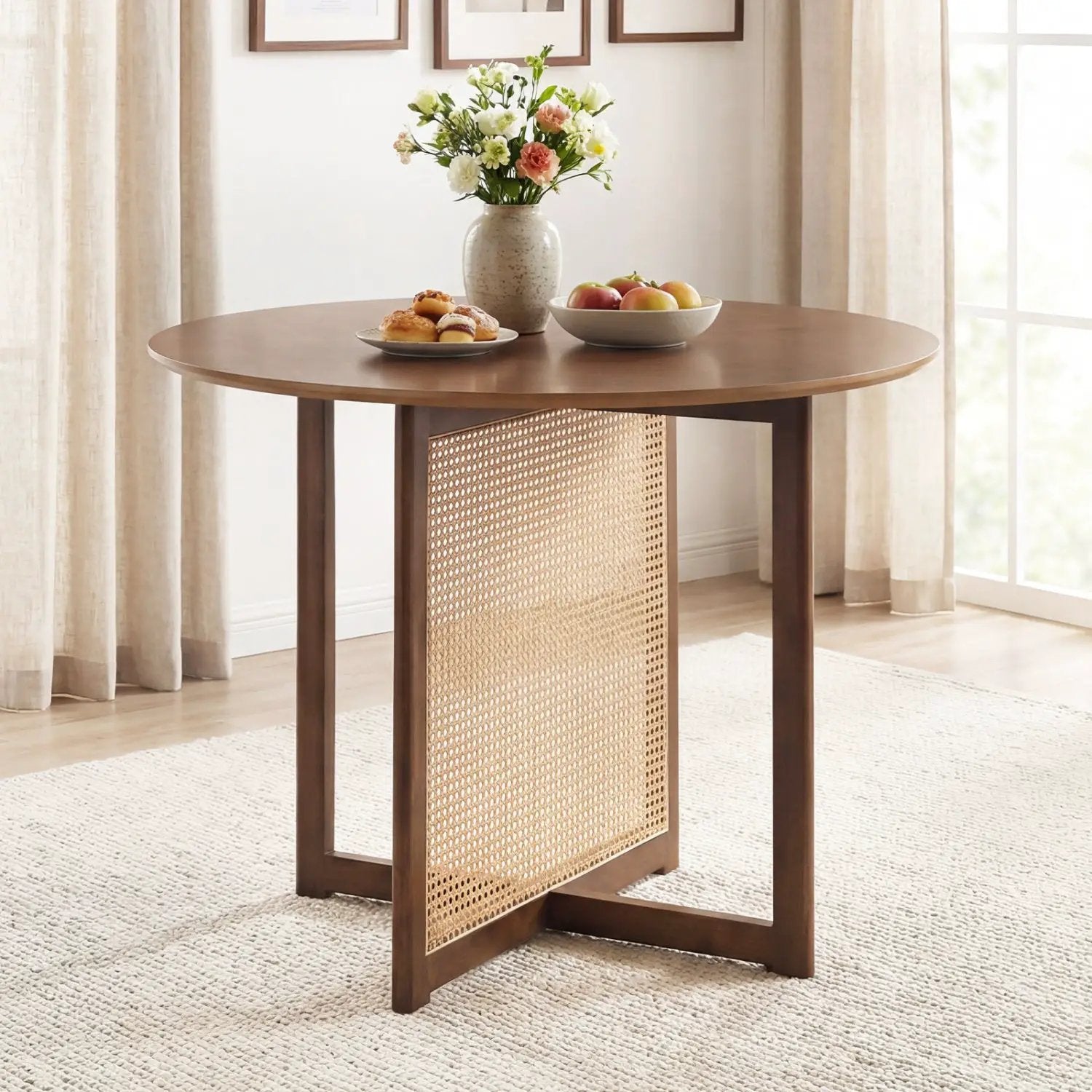 37.5 Inch Round Dining Table with Cross Pedestal Base by DirectDeals
