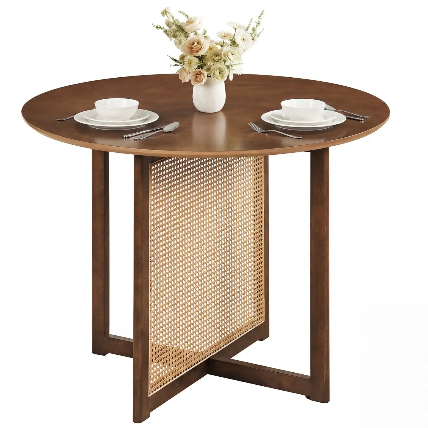 37.5 Inch Round Dining Table with Cross Pedestal Base by DirectDeals