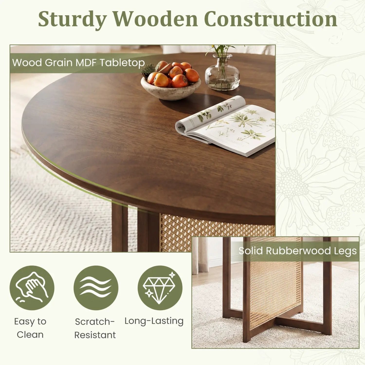 37.5 Inch Round Dining Table with Cross Pedestal Base by DirectDeals