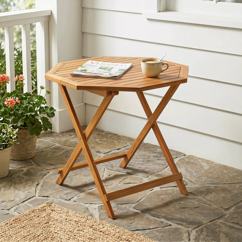 Octagonal Folding Patio Dining Table - Acacia Wood by DirectDeals