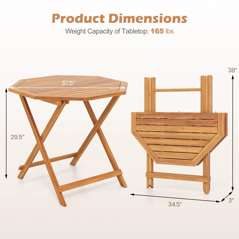Octagonal Folding Patio Dining Table - Acacia Wood by DirectDeals