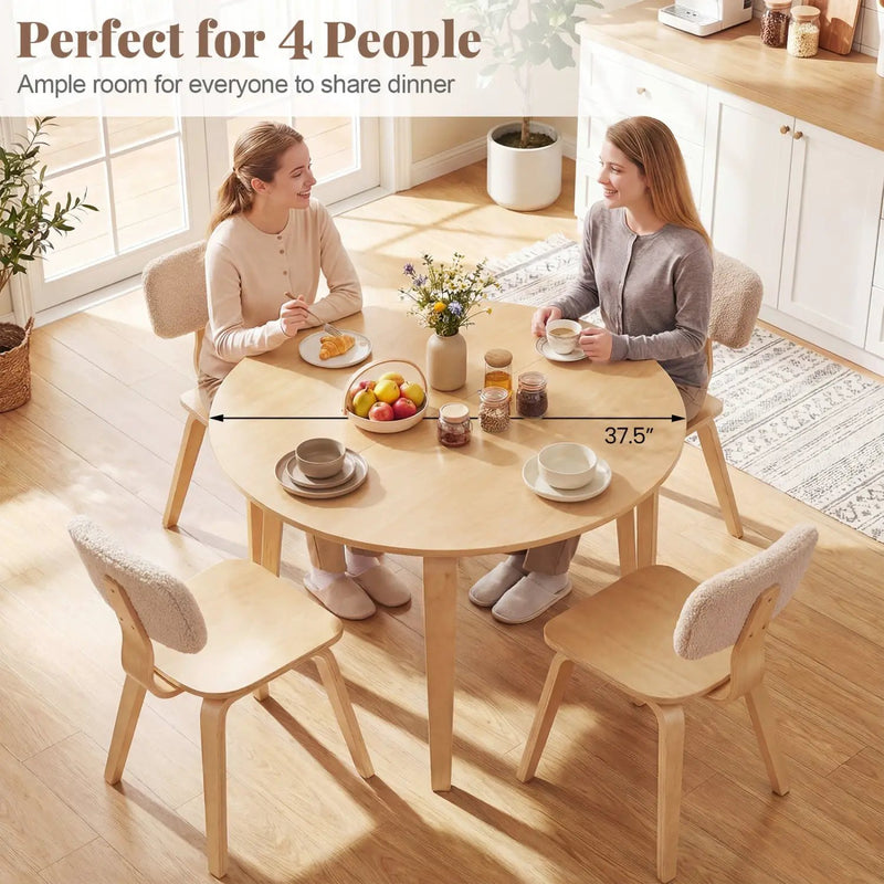 37.5" Round Dining Table with Rubber Wood Legs for Small Space by DirectDeals