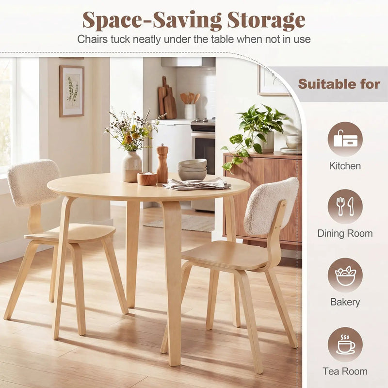 37.5" Round Dining Table with Rubber Wood Legs for Small Space by DirectDeals