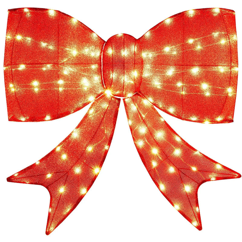 37 Inch Lighted Christmas Bow Decoration with Warm White LED Lights by DirectDeals