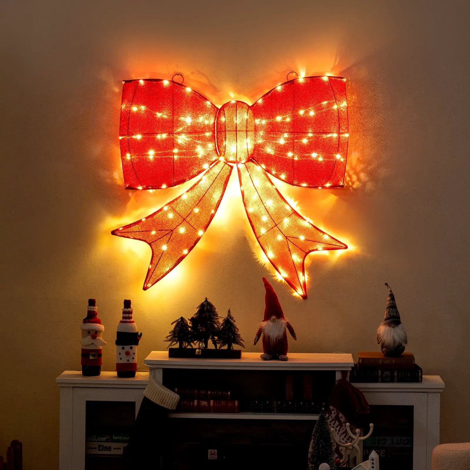 37 Inch Lighted Christmas Bow Decoration with Warm White LED Lights by DirectDeals