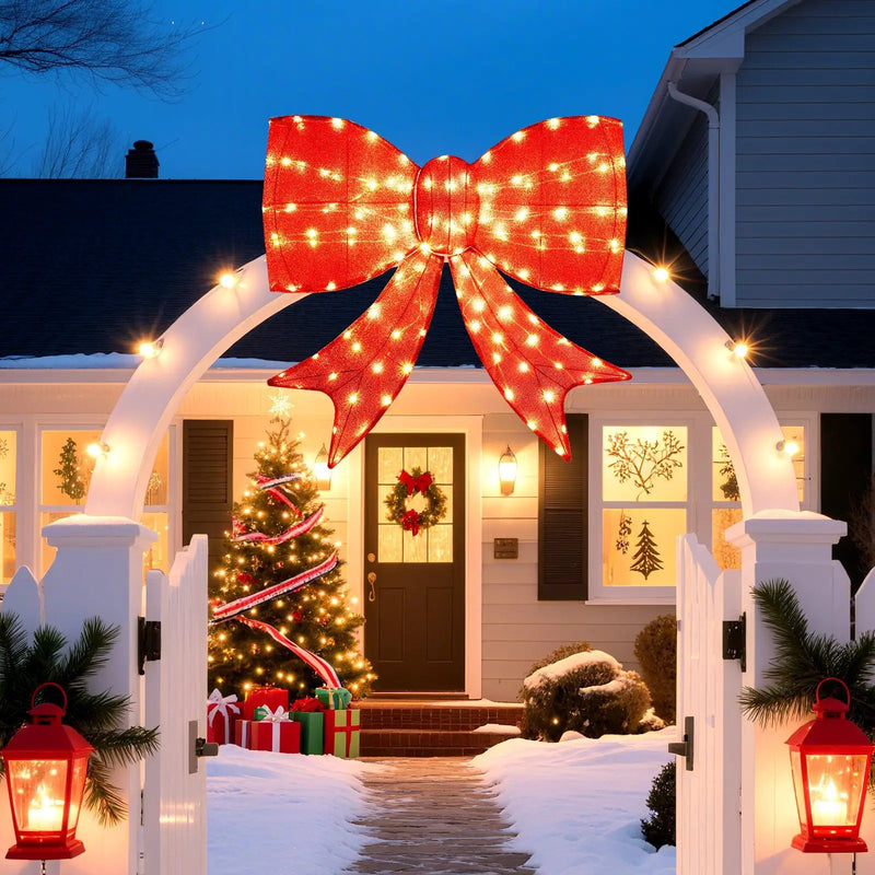 37 Inch Lighted Christmas Bow Decoration with Warm White LED Lights by DirectDeals