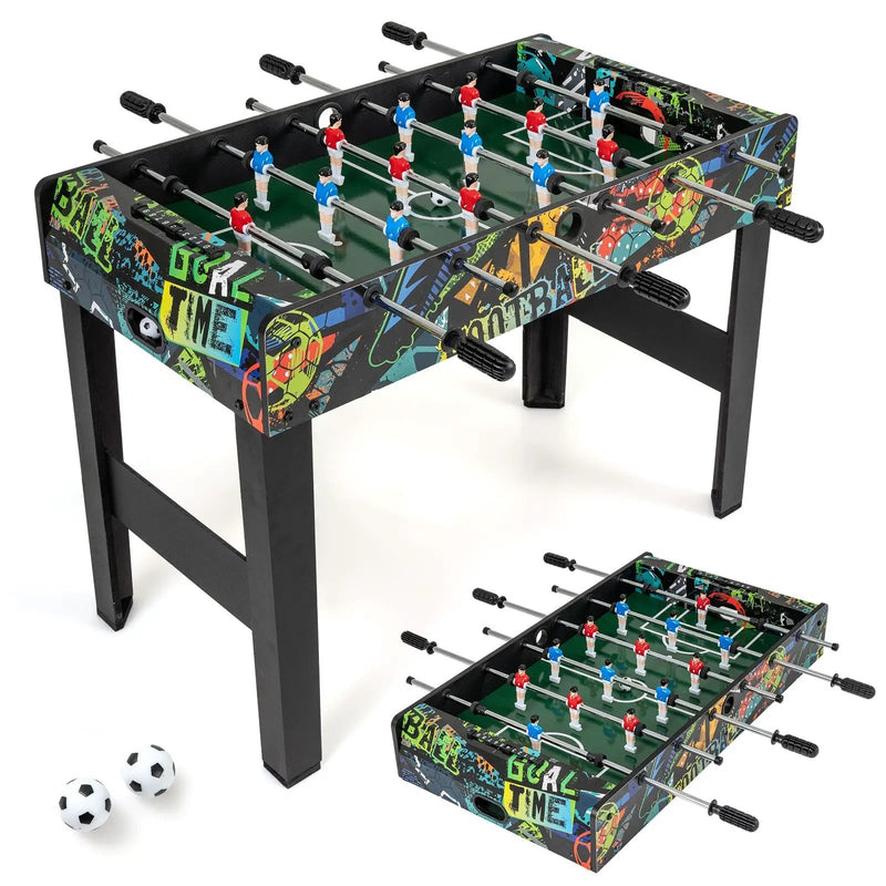 37 Inch Mini Foosball Table 2-in-1 Game Table with Detachable Legs for Tabletop-Black by DirectDeals