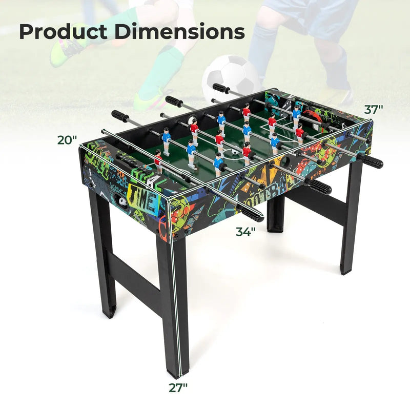 37 Inch Mini Foosball Table 2-in-1 Game Table with Detachable Legs for Tabletop-Black by DirectDeals
