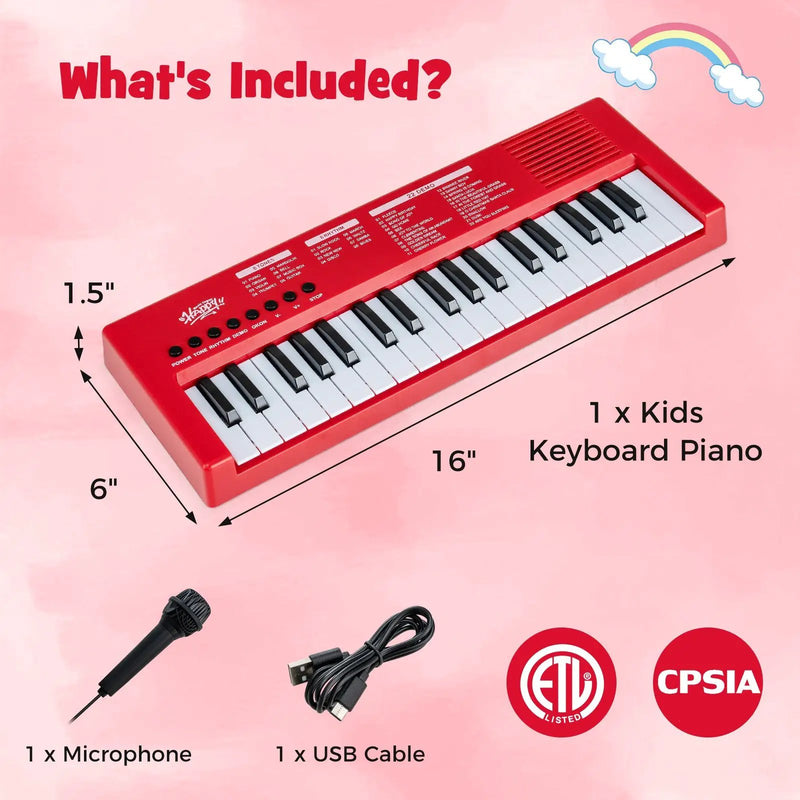 37 Keys Kids Piano Keyboard with 8 Rhythms and Microphone by DirectDeals