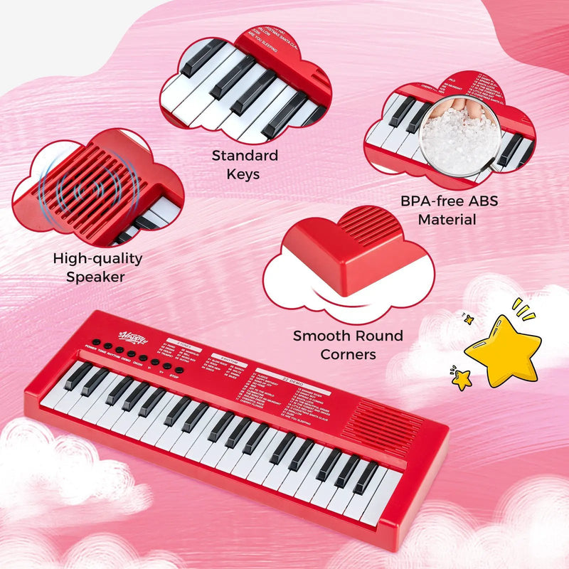 37 Keys Kids Piano Keyboard with 8 Rhythms and Microphone by DirectDeals