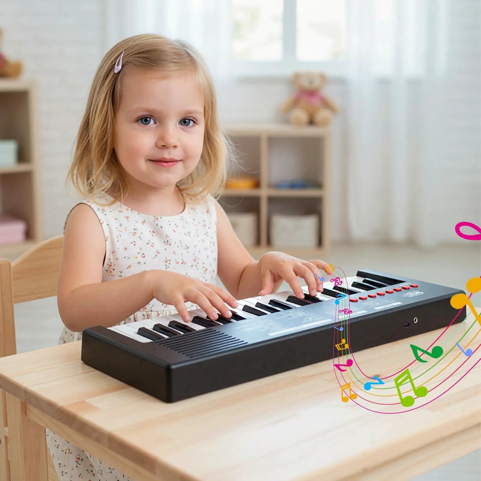 37 Keys Kids Piano Keyboard with 8 Rhythms and Microphone by DirectDeals