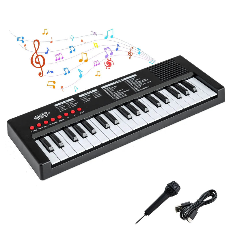 37 Keys Kids Piano Keyboard with 8 Rhythms and Microphone by DirectDeals