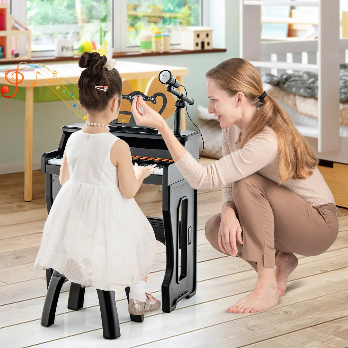37 Keys Music Piano with Microphone Kids Piano Keyboard with Detachable Music Stand, photo 2 of 24