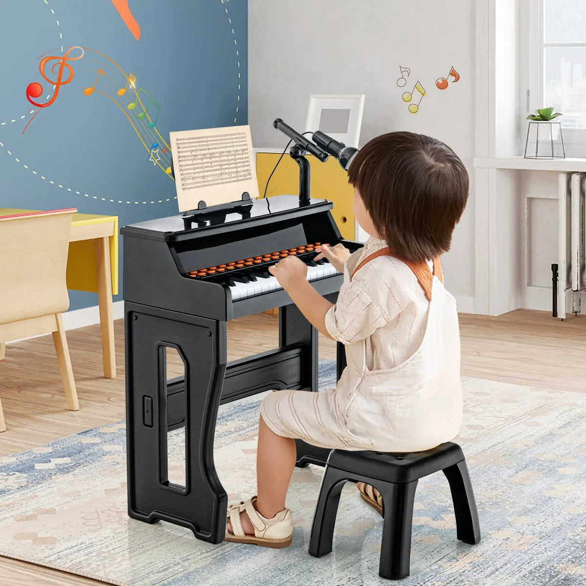 37 Keys Music Piano with Microphone Kids Piano Keyboard with Detachable Music Stand, photo 6 of 24