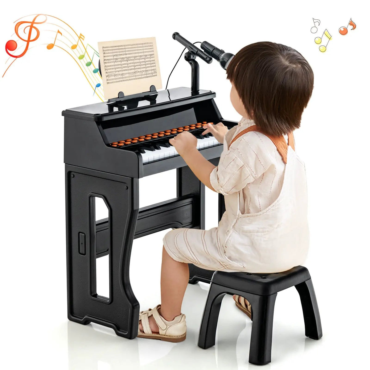 37 Keys Music Piano with Microphone Kids Piano Keyboard with Detachable Music Stand, photo 12 of 24