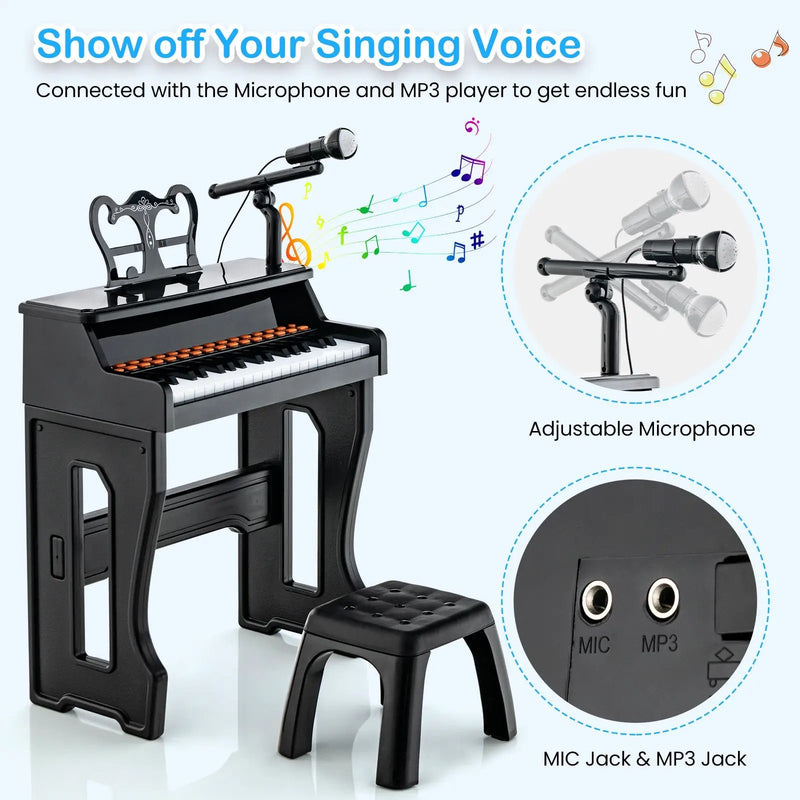 37 Keys Music Piano with Microphone Kids Piano Keyboard with Detachable Music Stand by DirectDeals