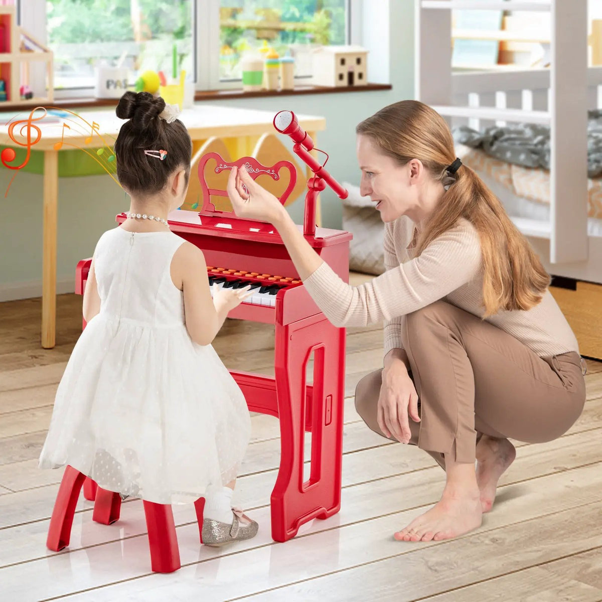 37 Keys Music Piano with Microphone Kids Piano Keyboard with Detachable Music Stand, photo 3 of 24