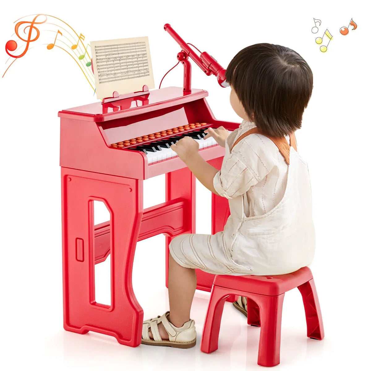 37 Keys Music Piano with Microphone Kids Piano Keyboard with Detachable Music Stand, photo 11 of 24