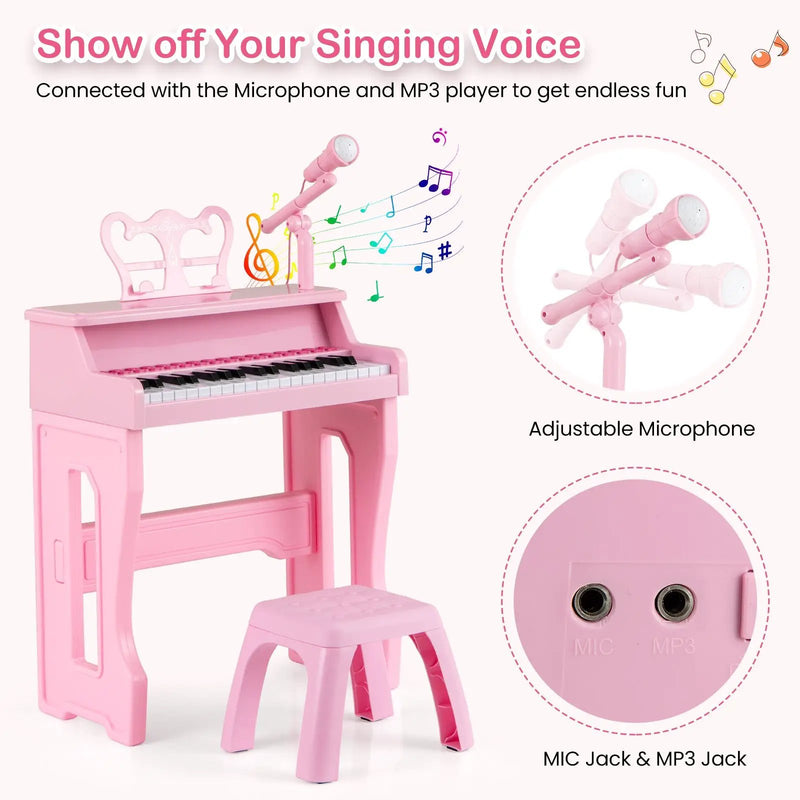 37 Keys Music Piano with Microphone Kids Piano Keyboard with Detachable Music Stand by DirectDeals