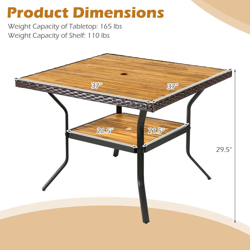 37" Square Outdoor Dining Table with Acacia Wood Top by DirectDeals