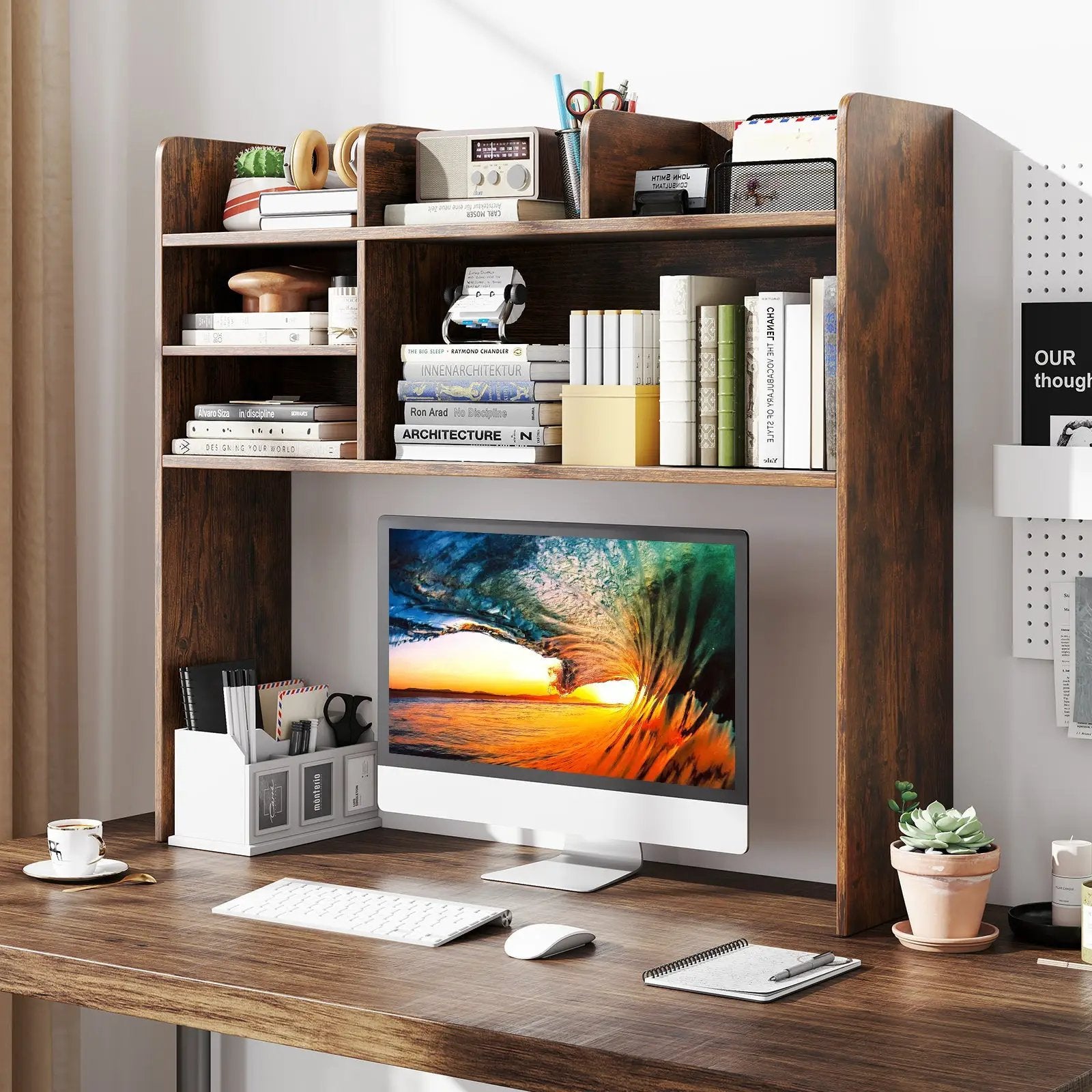 Desktop Bookshelf Countertop Storage Hutch with 6 Shelves by DirectDeals