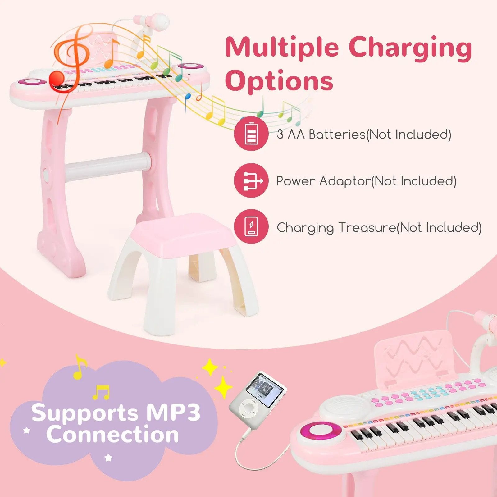 37-key Kids Electronic Piano Keyboard Playset by DirectDeals