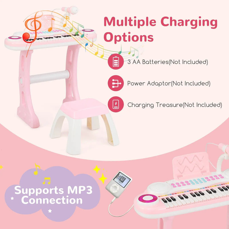37-key Kids Electronic Piano Keyboard Playset by DirectDeals
