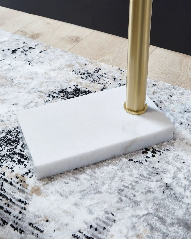 Santiford - Metal Floor Lamp - Gold Finish / White by Unique Piece Furniture