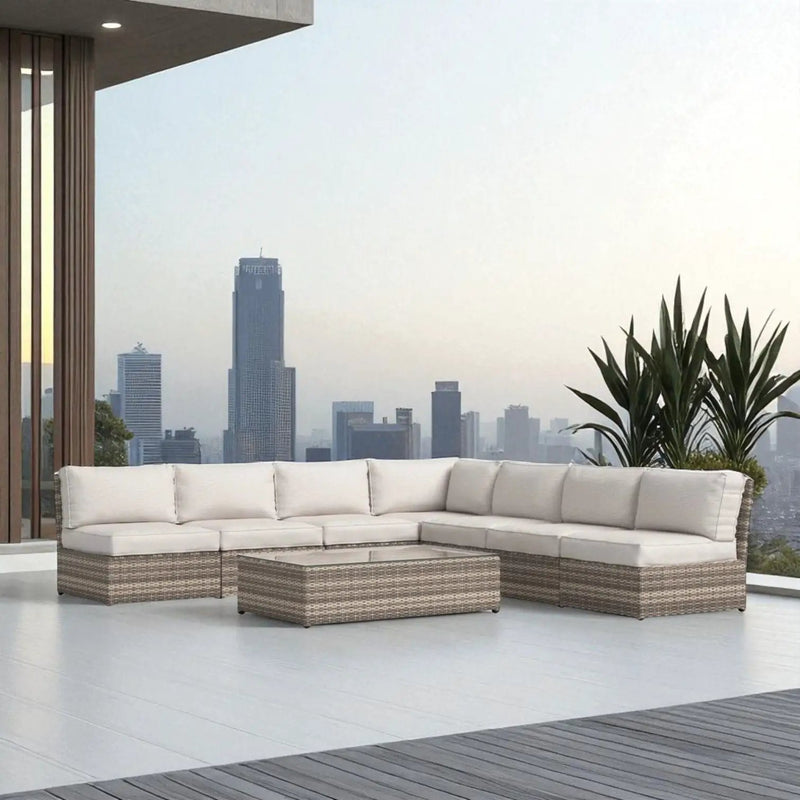 Comfortable Modern Patio Rattan Sectional Set With Cushions by Unique Piece Furniture