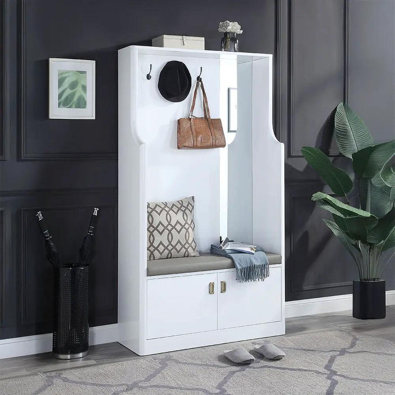 Buck II - Hall Tree - White High Gloss by Unique Piece Furniture