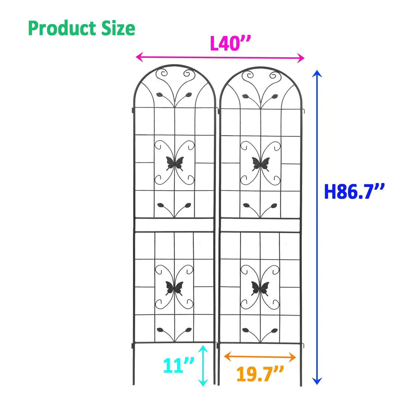 2 Pack Metal Garden Trellis 86.7" x 19.7" by HouseOfZazla