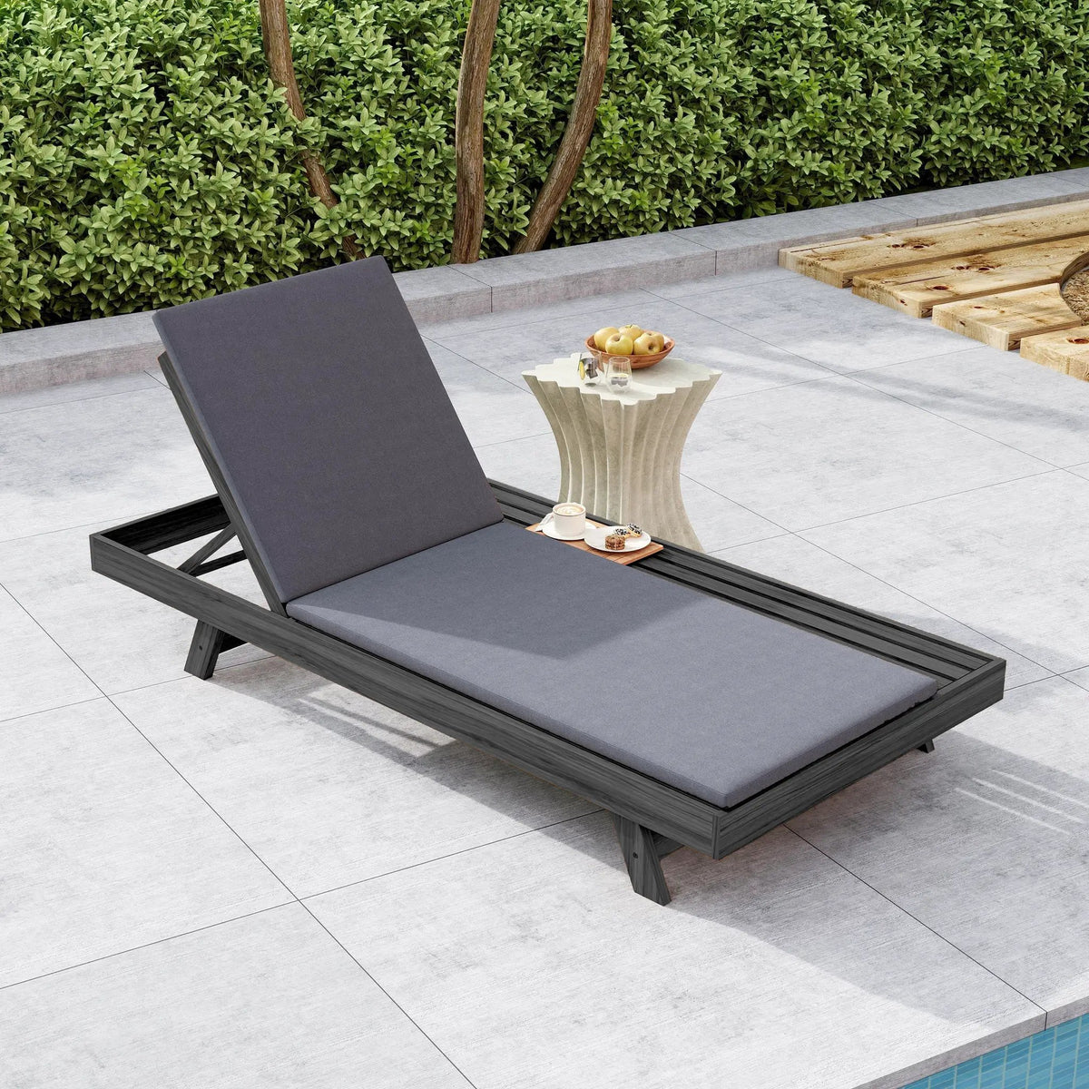Lounge Chaise Set in Acacia Wood by HouseOfZazla