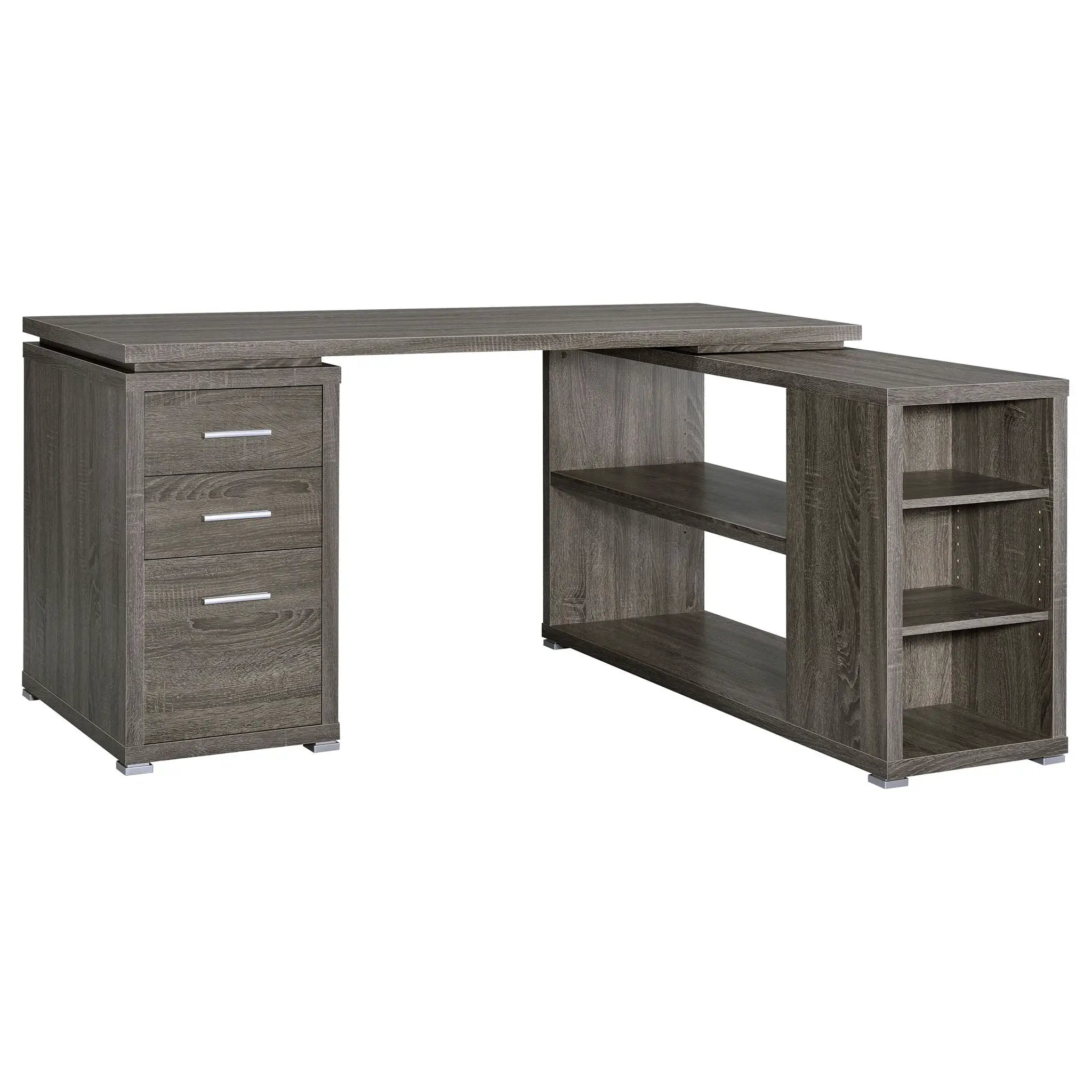 Yvette 60-inch 3-drawer L-Shape Computer Desk Weathered Grey by Unique Piece Furniture