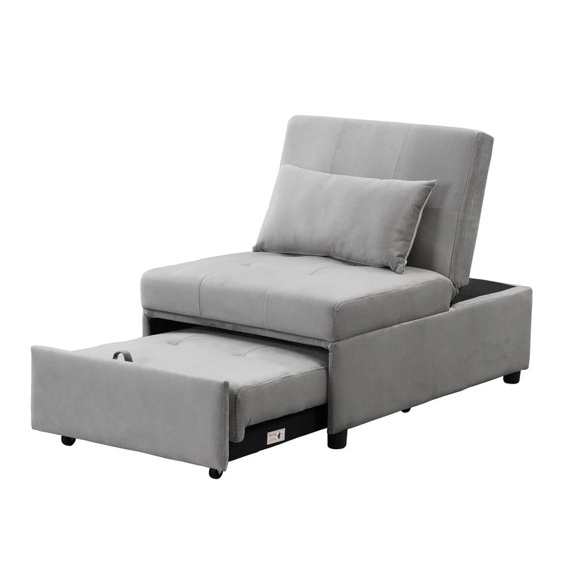 Folding Ottoman Sofa Bed - Gray Fabric by Unique Piece Furniture