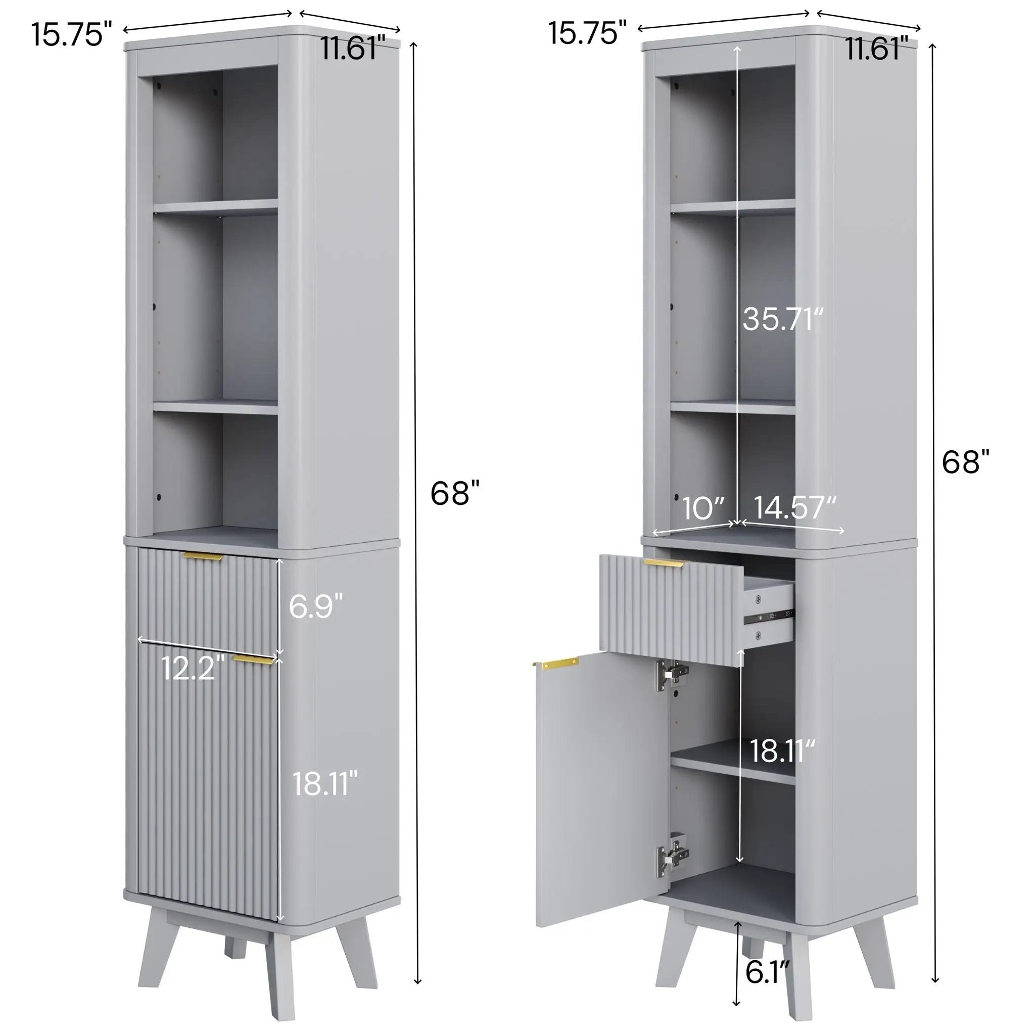 Tall Bathroom Storage Cabinet With Adjustable Shelves And 1 Drawer & Door by HouseOfZazla